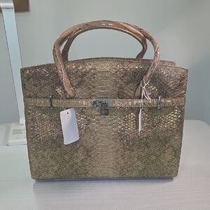 Gold Structured Top-Handle Women’s Handbag